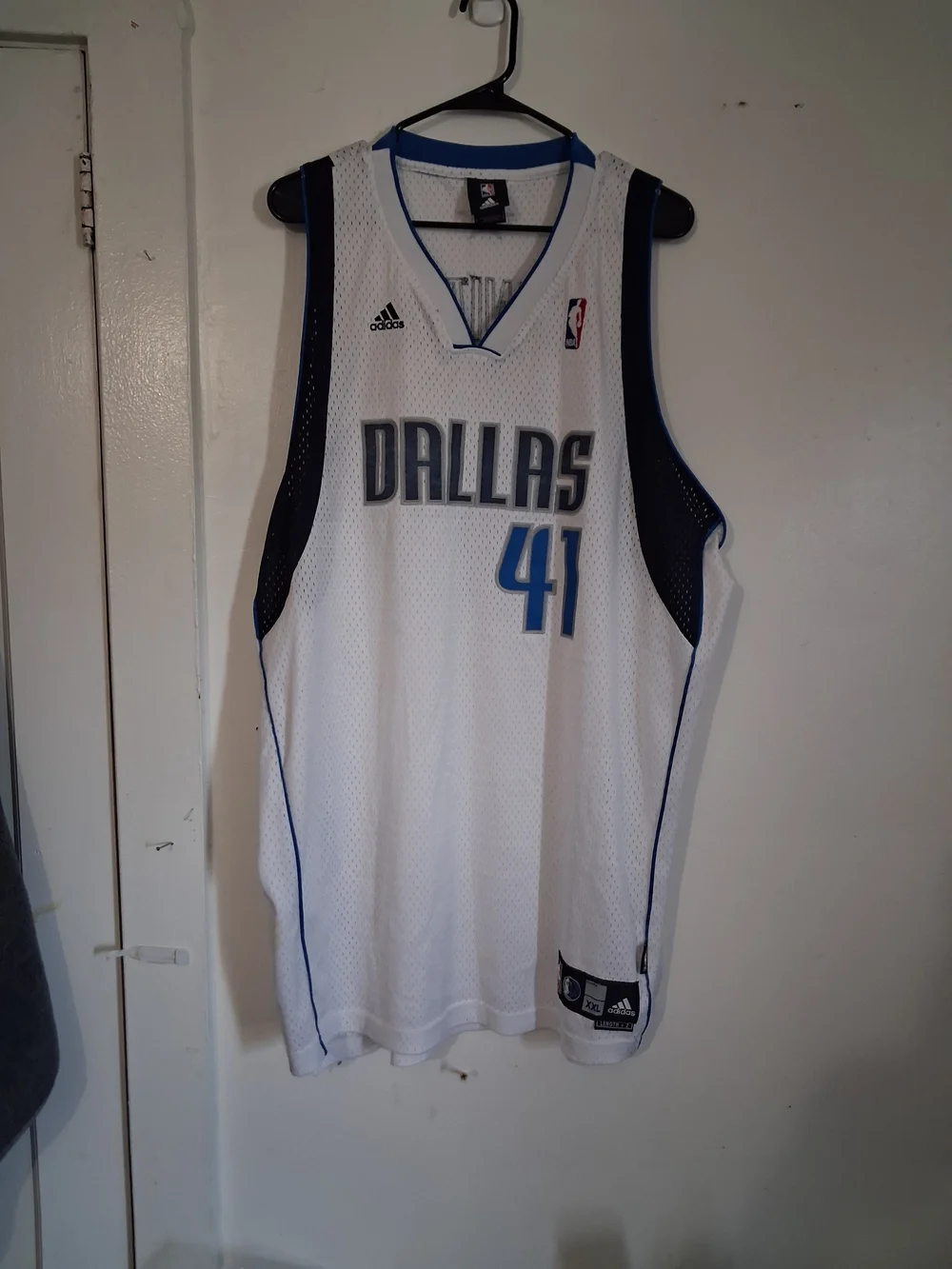 VTG Adidas Dirk Nowitzki Dallas Mavericks White Home Swingman Jersey XXL +2
